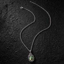YUJUGLOW 1 buah Kalung Liontin Paduan Seng Elegan Kelas Atas dengan Pola Tekstur Gelombang Hijau & Emas, Cocok untuk Pemakaian Sehari-hari Wanita - Hijau - View 4