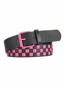 1pc Unisex Punk Style Metal Rivet Belt, Casual Everyday Adjustable Belt - Pink - View 4