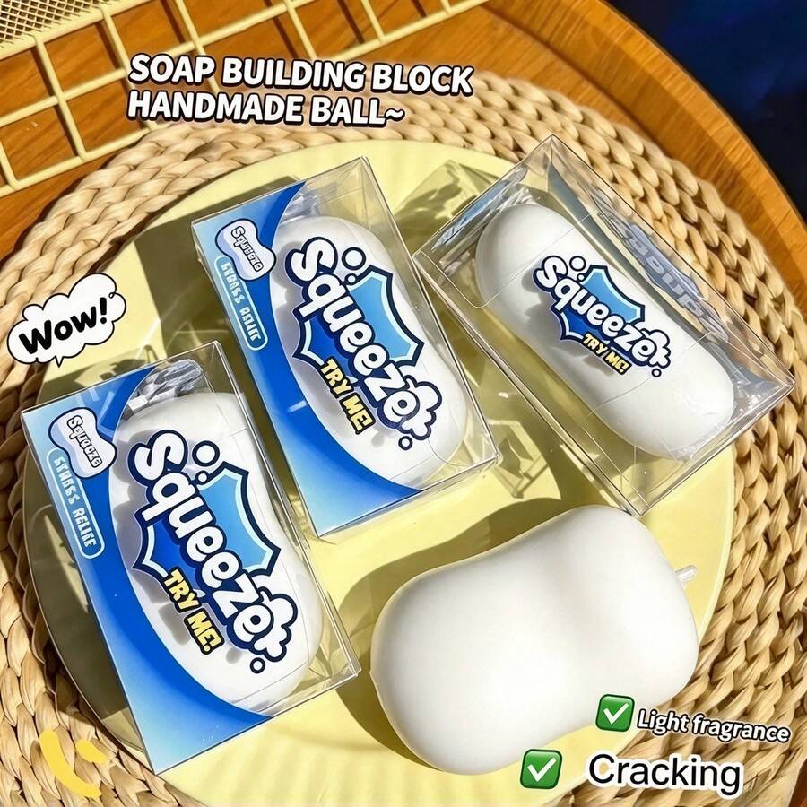 1pc/Crispy Soft Soap Ball Squeeze Toy Stress Ball Crunchy Squeeze Ball Round Filled Block ASMR Decompression Toy Adult Gift - Multicolor - View 1