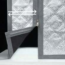 Grey Trim Side Zipper | Thickened Soundproof & Windproof, Blocks Cold Air, Keeps Indoor Warm - Silver Face Cotton Curtain With Gray Trim, Left-opening Zipper - View 2