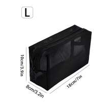 Mesh Breathable Makeup Bag Storage Set, Multi-Functional Travel Toiletry Bag, Foldable Professional Cosmetic Storage Set, Small Hollow Bag, Outdoor Travel Set, Suitable For Daily Care Essentials And Cosmetic Storage, Back To School Supplies - Black - View 14