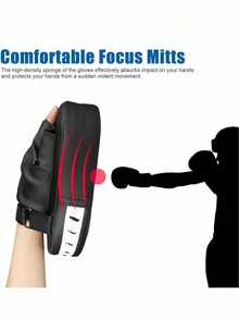1pc Boxing Gloves & Kick Pad Set For Teens, Boxing Gloves Focus Pads, Taekwondo Kick Pads, Contour Focus Gloves | Boxing, Muay Thai, High Accuracy & Protection | Ergonomic Design, Soft Padding, Secure Fit Leather - Multicolor - View 4