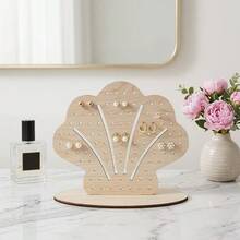 Wooden Shell Earring Storage Rack Creative Multi-Hole Large Capacity Earring Display Stand Natural Wood Jewelry Organizer - Multicolor - View 4