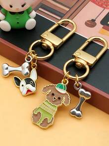 1pc Universal Cartoon Cute Oil Drop-Shaped Happy Dog U-Shaped Keychain, Bag Keychain Or Pet Pendant, Student Backpack Pendant, Holiday Gift - Multicolor - View 1