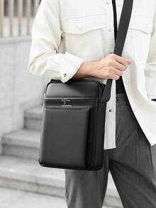 Men's One Shoulder Crossbody Messenger Bag, New Business Casual Oxford Cloth Commuter Small Bag - Black - View 7