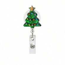 1pc Christmas Acrylic Christmas Tree Snowman Badge Retractable Lanyard - Multicolor - View 15