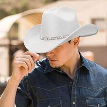 1 chiếc mũ cowboy đính đá phong cách Western, vành cong lấp lánh kiểu trang trại cho nam và nữ, phụ kiện hóa trang tiệc retro, đạo cụ trang phục rodeo, quà tặng sinh nhật, mặc đi họp mặt Lễ Tạ ơn - Nhiều màu - Xem 2