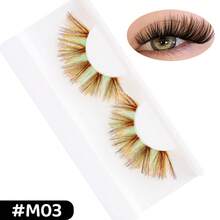 1 Pair Charming Soft Eyelash Extensions, Long Curly Lightweight Colorful Lashes - M03 - View 2