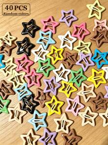 20/30/40pcs Hollow Star Hair Clips, Random Color Snap Clips, Cute Millennium-Style Hair Accessories, Fashionable Decorative Hair Clips For Daily Wear. - Multicolor - View 12