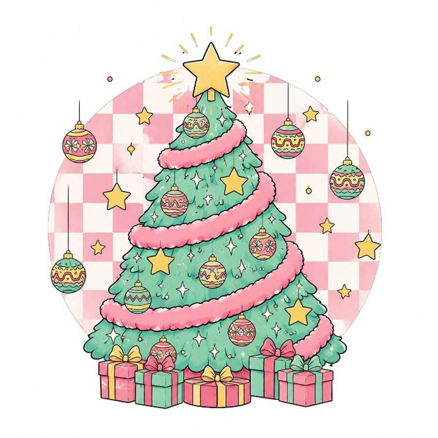 1pc/2pcs/3pcs Christmas Tree Gift Box Pattern Heat Transfer Stickers, Suitable For DIY T-Shirts, Jeans, Pillows, Backpacks, Hats And Sofa Covers, Waterproof, Fade-Resistant, Durable, Washable Plastic Stickers, Fun Patterns, Fabric Decoration, Clothing Embellishment, Craft Enthusiasts - Multicolor - View 1