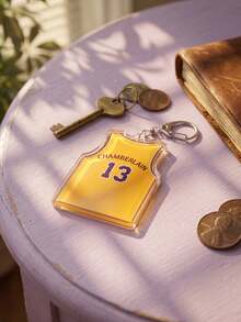 1PC/9Pcs Basketball Player Jersey Pattern Transparent Acrylic Keychain, Printed With Signature And Number, With Metal Clip, Suitable As Backpack Charm, Car Key Ring, Game Commemorative, Fan Gift And Sports Enthusiast Gift. - Multicolor - View 12