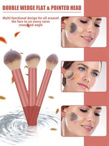 14 Pcs Makeup Tool Set, 12 Pcs Gradient Color Makeup Brushes And 2 Pcs Beauty Sponges. Chic Gradient Handle Design Looks Fashionable. Brushes Pick Up Powder Evenly For Blush And Contour. The Large Sponges Create Natural Flawless Base Makeup Easily. - Multicolor - View 4