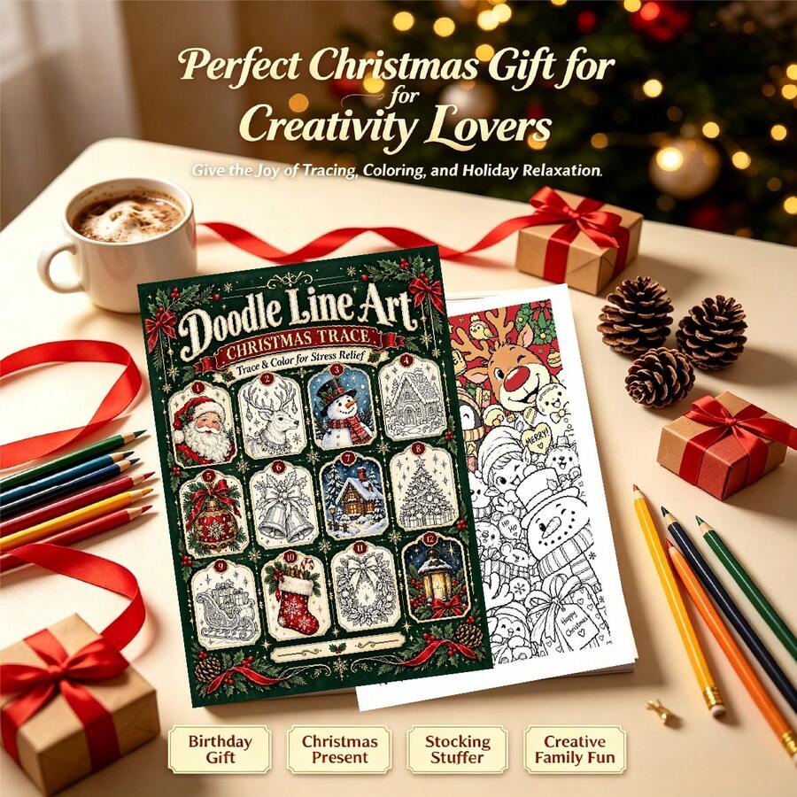 2-In-1 Watercolor Paper For Tracing And Coloring, Christmas Snow Scene ...