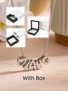 1件 3D泡泡字母項鍊，個性化姓名牌吊墜，適合女性、媽媽、女友的禮物，適用於婚禮、情人節、母親節、週年紀念、生日、畢業，美學風格，蓬鬆字母吊墜 - 銀色 - 查看 13
