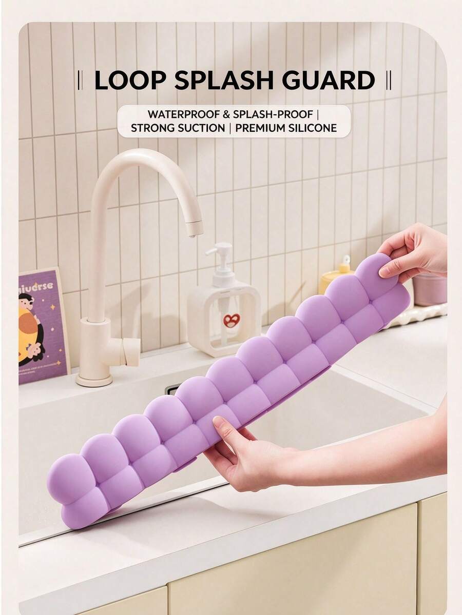 Cloud Bubble Shaped Silicone Sink Splash Guard, Countertop Edge Dishwashing Water Barrier, Kitchen & Bathroom Universal Water Divider Strip, Kitchen & Bathroom Storage Cleaning Accessory, Christmas Gift - Multiple Styles - View 1