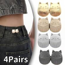 1Pair/2/3/4/8Pairs New Cat Button, Simple & Practical, Seamless Detachable, Can Be Used To Change Waistline Of Skirt/Pants, Fashionable Cute Personalized Accessory - Multicolor - View 25