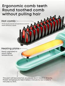 HYUNDAI Wireless Hair Straightener Brush MINI Capsule Cordless Hair Straightener With 3 Working Temperature Files Type-C Fast Charging - Blue - View 5