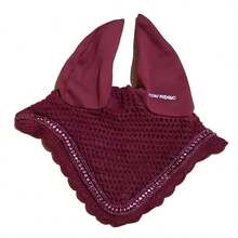 TGW RIDING Penutup Telinga Kuda Bertabur Berlian Imitasi 3D, Topi Jaring Telinga Katun Rajutan, Penutup Telinga Anti Lalat, Masker Penutup Telinga Anti Lalat, Penutup Telinga Katun Buatan Tangan - Burgundy - View 2