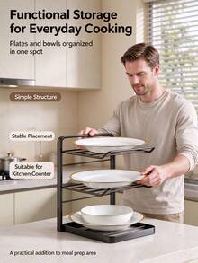 Metal 3 Tier Countertop Prep Rack, Freestanding Multi-Level Tray Holder, Space Saving Kitchen Organizer For Plates, Bowls, Produce & Cooking Ingredients, Easy Assembly Tiered Stand For Countertop Food Prep And Daily Cooking - Multicolor - View 4