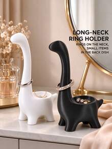 Creative Animal Ring Holder, Cute Animal Jewelry Display Stand, Desktop Ring And Necklace Organizer, Bedroom, Vanity Decor Accessory, Gift, Hanging Jewelry Storage Rack - Multicolor - View 4