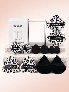 MAANGE 13pcs Makeup Sponge Set, Includes 12pcs Dry/Wet Dual-Use Powder Puffs + 1pc Storage Tube, Soft Reusable Makeup Accessories, For Daily Makeup Or Travel, Complete Makeup Tool Kit, Gift For Girls - Multicolor - View 1