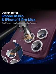 6pcs [Wine Red Lens Protector Ring] Compatible With IPhone 18promax/18pro/18 Series, Ultra Clear Light Transmission Imaging, Restoring True Color Details. High Hardness Material, Resists Daily Sharp Object Contact, Effectively Reduces Scratch Formation, Withstands Impact From Accidental Drops, Reduces Lens Damage. - Burgundy - View 3