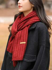 1pc Women's Solid Color Knitted Warm Thick Multi-Functional Decorative Scarf Neck Warmer, Suitable For Winter Wear - Multicolor - View 7
