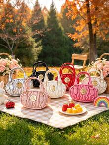 1PC Mini Oval Handbag & Crossbody Bag, Casual Minimalist Elegant Design, Zipper Closure, Adjustable Shoulder Strap, Suitable For Daily Outings, Shopping, Can Easily Hold Daily Essentials, Versatile Item, Applicable To Various Styles And Occasions - Multicolor - View 2