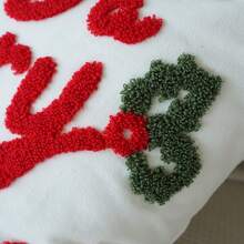 1件裝聖誕字母與聖誕樹刺繡毛巾枕套，Ins風聖誕刺繡靠墊套，適用客廳沙發、臥室床頭枕，不含枕芯 - 彩色 - 查看 6