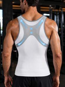 1 chiếc áo vest định hình nén, áo định hình cơ thể ôm sát không tay, định hình bụng, áo tank top nén ngực nam, đồ lót ôm sát - trắng - Xem 2