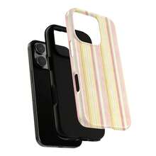 柔軟條紋手機殼，復古美學黃色與粉色極簡藝術風格，相容 iPhone 18 17 16 15 14 13 12 11 Pro Max - 彩色 - 查看 4