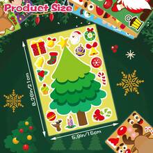 12/24pcs Christmas Character DIY Kids Stickers, Face-Changing Cartoon Characters, Parent-Child Interactive Puzzle Toy, Brain Development, Holiday Party Gift, Gift Wrapping Stickers, Kindergarten Toy, Home Decor, Can Be Applied To Tables, Notebooks, Balloons, Suitcases, Refrigerators, Etc. - Mixed Color - View 2