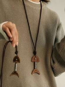JRESSIAL Cute Versatile Casual Fashion Multi-Color Leather Handmade Fish Bone Pendant DIY Keychain Bag Charm, Can DIY Bag Charm, Car Rearview Mirror Hanging Decoration, Sweater Chain, Luggage Charm, Keychain, Perfect Gift For Birthday, Anniversary - Coffee - View 11