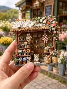 1pc 3D Flower House Cat Refrigerator Magnet, Kitchen Fridge Decor, Creative Home Ornament, Commemorative Small Gift, Home Kitchen Fridge Decoration, Unique Housewarming Birthday Gift, Living Room Decor, Bookshelf Decoration - Multiple Styles - View 2