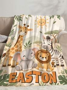1pc Customized Name Blanket, Personalized Bed Blanket, Animal Personalized Blanket, Tropical Jungle, Can Print Name, Personalized Blanket, Cute Blanket, Comfortable Blanket, Home Gift, Birthday Gift, Christmas Gift, Personalized Gift, Gift For Son/Daughter, Gift For Friend - Style 1 - View 6