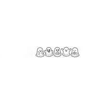 Halloween Cute Ghost Friends Row Decal, Adorable Cartoon Ghost Car Sticker, Waterproof Sticker For Car Mirror, Laptop - K - View 9