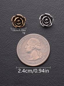 10pcs Vintage Rose Metal Buttons, Multi-Functional Decorative Fasteners For Women's Tops, Shirts, Cardigans, Dresses And Sweaters, Gold/Silver Finish, DIY Gift Box, Bags, Doll Sewing Accessories - Multicolor - View 4