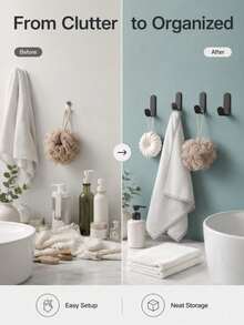 5pcs Multi-Function Stainless Steel Hooks, Self-Adhesive Wall Mount Door Hooks, Heavy Duty Bathroom Kitchen Storage Rack, Key Holder, Towel Coat Bag Hook, Bathrobe Hook, Waterproof Wall/Door Storage Accessories - Multicolor - View 6