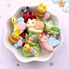 10/20/30pcs Cartoon Cute Colorful Resin Insects, Butterflies, Beetles, Snails And Bees Flat Back Decorative Beads, Suitable For Scrapbooking, DIY Hair Clips And Decorative Accessories, No Hole, Flat Bottom Decoration, Random Mixed - Cartoon Insects - View 4