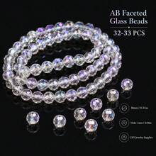 32pcs 8mm Hole Diameter 1mm Colorful Round Cut Crystal Glass Spacer Beads For Handmade Beading DIY Jewelry Accessories Bracelets Necklaces - Flower Ball Glass Beads - View 10