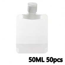 10/50pcs 1.01/1.69/3.38oz Portable Lotion Fluid Bag Cosmetic Shampoo Suction Bag Reusable Squeeze Spout Pouch Refillable Empty Pouch Travel Bottle - Clear - View 14