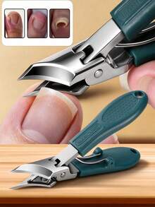 Professional Stainless Steel Nail Clippers, 25° Angled Blade - Heavy-Duty Stainless Steel Material, Wide Mouth Design, Easily Cut Thick, Ingrown, Difficult Nails - Anti-Splatter Design, Sharp Angled Edge, Precise Trimming - Suitable For Home, Nail Salon, Foot Care - Essential For Nail Care And Foot Care, Ergonomic Handle, Durable, Must-Have Beauty Tool For Home - Multicolor - View 2