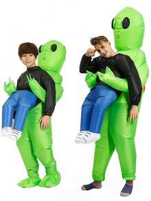 Inflatable Alien Costume, Suitable For Women Men Adults, Cosplay Party Inflatable Full Body Costume, Inflatable Funny Costume, Halloween Christmas Carnival Party - Green - View 1