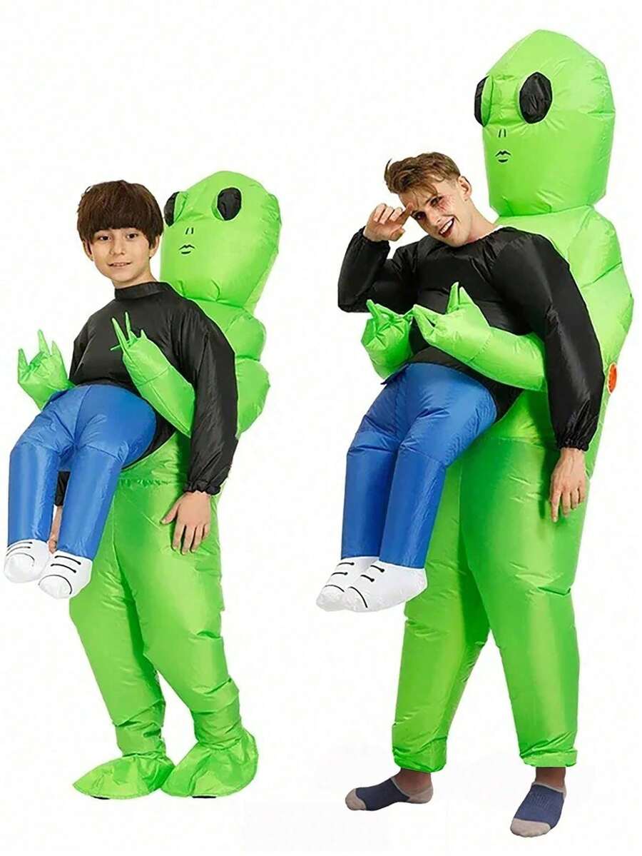 Inflatable Alien Costume, Suitable For Women Men Adults, Cosplay Party Inflatable Full Body Costume, Inflatable Funny Costume, Halloween Christmas Carnival Party - Green - View 1