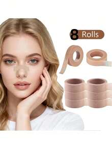 40 Rolls Non-Woven Nasal Tape For Rhinoplasty Shaping, Hypoallergenic Paper Tape, Breathable Microporous Tape, Light Beige Adhesive Tape - Brown - View 7