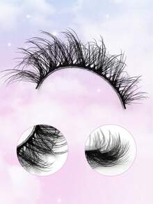 ENCHUW 5 Pairs Natural Lashes Fluffy False Eyelashes Curl Fake Eyelashes With Soft Band Eye Lashes Wispy Lashes 3D Volume Strip Lashes - Black - View 2