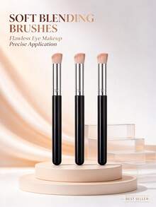 3pcs Angled Concealer Brushes, Soft Bristles Non-Absorbent Makeup Brushes, Precise Coverage For Dark Circles, Acne Marks, Spots And Tear Troughs, Beginner Facial Detail Concealing Makeup Tool - Black - View 8