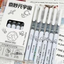 6pcs Metaverse Space Liquid Ink Rollerball Pens, 0.5mm Black Needle Tip Quick-Dry Smooth Pens For Student Exam Study Office Stationery - Multiple Styles - View 2