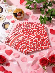 80/60/40Pcs Heart Valentine's Wedding Napkins, 2-Ply 13x13in Disposable Tissue For Engagement Anniversary Decor - Multicolor - View 3