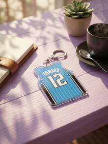 1PC/9Pcs Basketball Player Jersey Pattern Transparent Acrylic Keychain, Printed With Signature And Number, With Metal Clip, Suitable As Backpack Charm, Car Key Ring, Game Commemorative, Fan Gift And Sports Enthusiast Gift. - Multicolor - View 6
